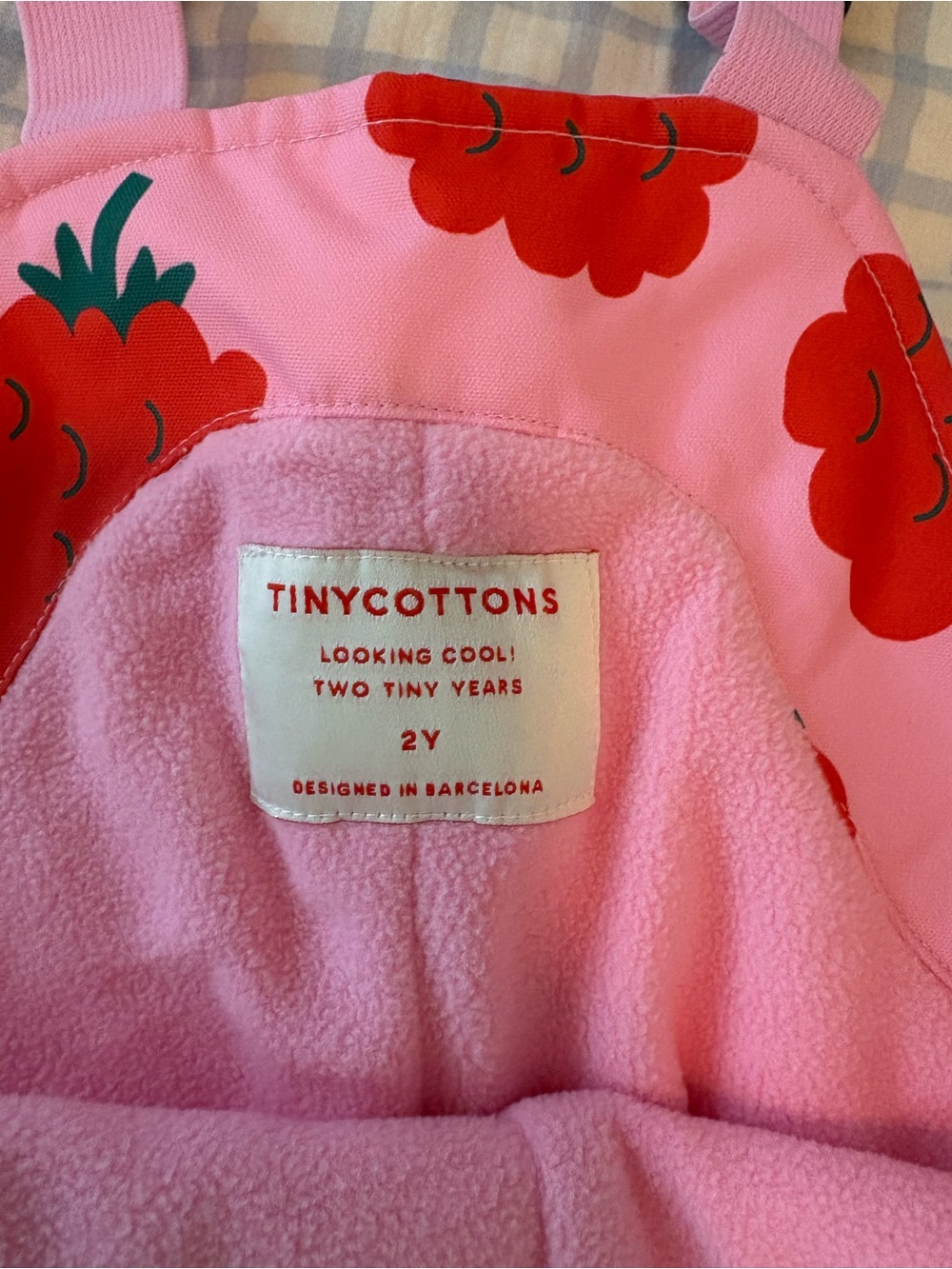Kids Pink Raspberry-Print Snow Overalls - Picture 3 of 4